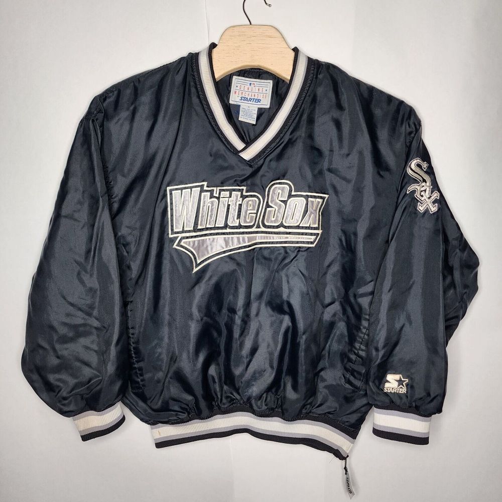 Vintage 90's Starter MLB Chicago White Sox Satin‎ Pullover Jacket XL Navy RARE